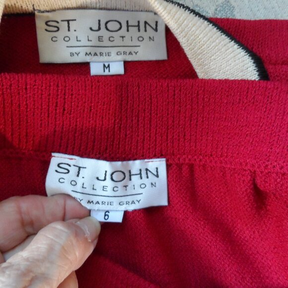 St. John Collection Red Skirt & Jacket Knit Suit Size 6/M - Picture 16 of 16